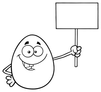 标语牌与她脸上的笑容面带笑容的女孩卡通土拨鼠举空白牌子蓝色背景的