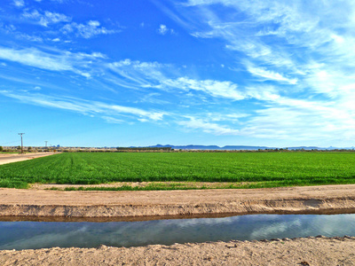 灌溉农田的水渠照片