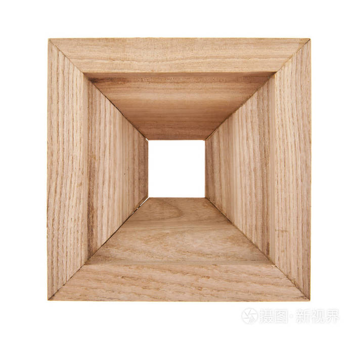 在白色背景特写的木框架隔离