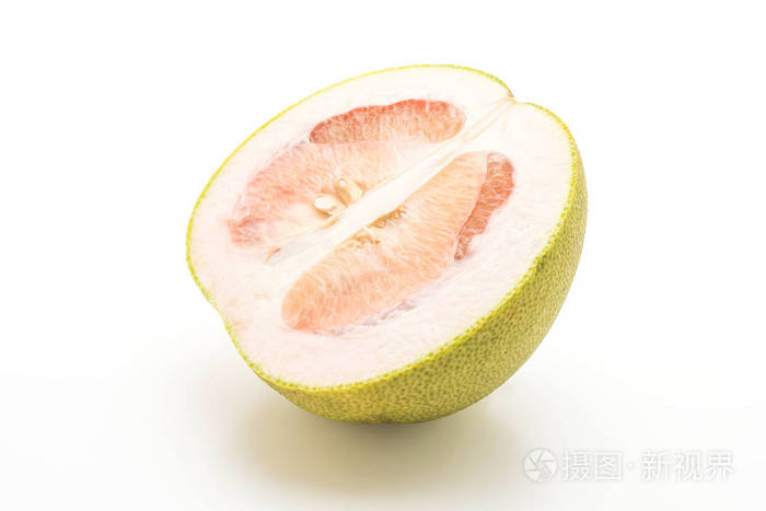 在白色背景上的新鲜柚