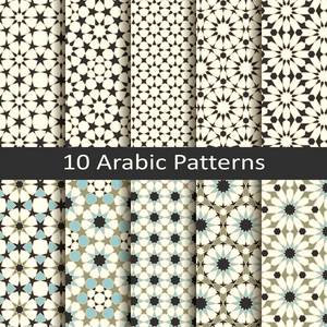 十无缝集矢量封面 包装 纺织阿拉伯传统几何的 patterns.design