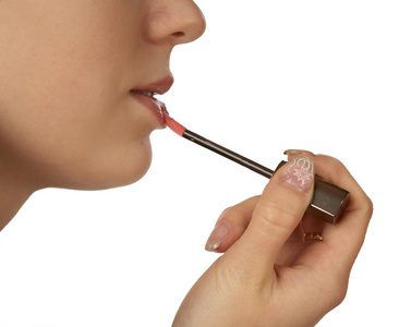 画嘴唇的女孩照片