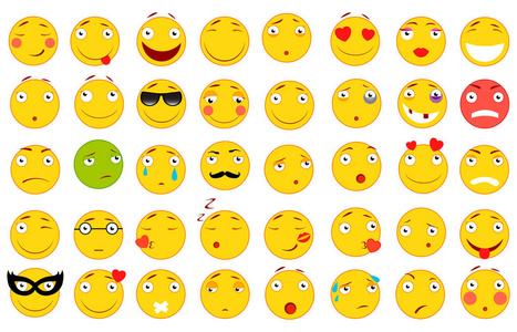 一套表情.平面样式插图.用于 web 设计的矢量文件.