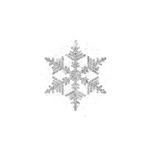 银色闪光的雪花在白色背景。节日贺卡