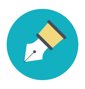 钢笔笔尖彩色的矢量图标照片