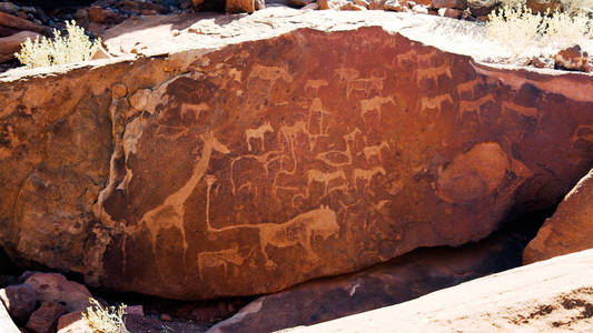 纳米比亚 Twyfelfontein 考古遗址的史前岩画