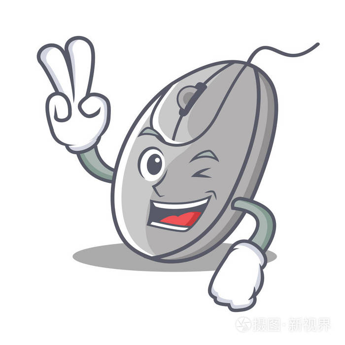 双手指鼠标卡通风格