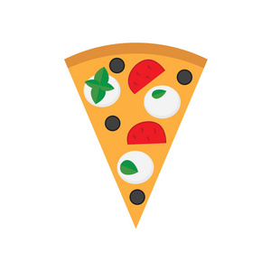 比萨 matgherita 配意大利干酪西红柿橄榄和罗勒矢量插图