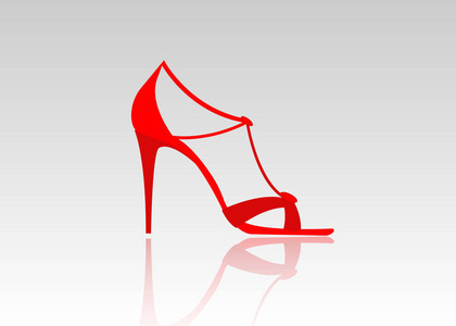 一对美丽的红色高跟鞋。女式时尚皮鞋, 矢量隔离在白色渐变背景上。特价豪华房