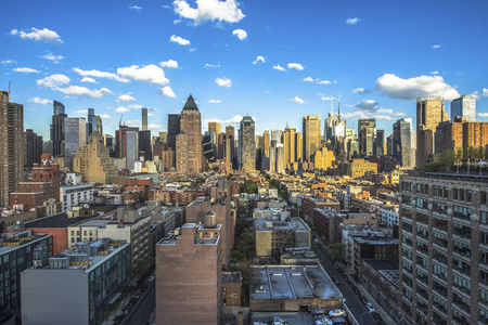 纽约城。曼哈顿中城的摩天大楼的精彩全景鸟瞰图