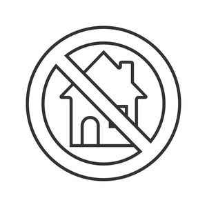 禁止标志与房子线性图标