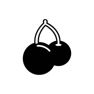 樱桃双胞胎图标在时髦的扁平风格隔离白色背景。用于网站设计徽标应用程序Ui 的符号。平面设计矢量图