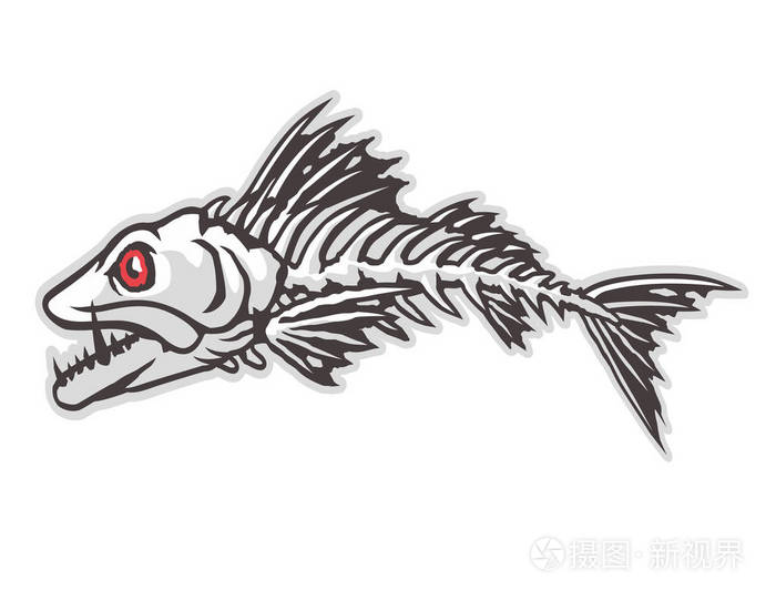 动画片妖怪鱼骨头吉祥物字符为体育标志载体插画 正版商用图片02ti7w 摄图新视界