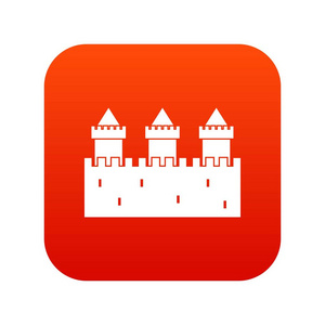 中世纪的墙和塔图标数字红色