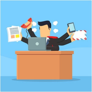 忙插画忙碌的商人矢量插画平面设计麦粒肿照片