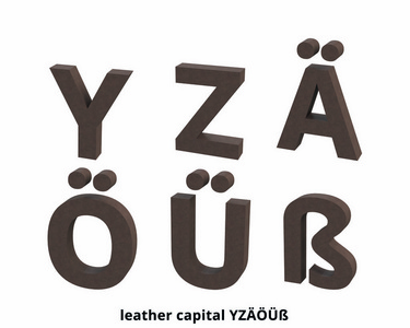 Font leather capital Y,Z,, 3D render