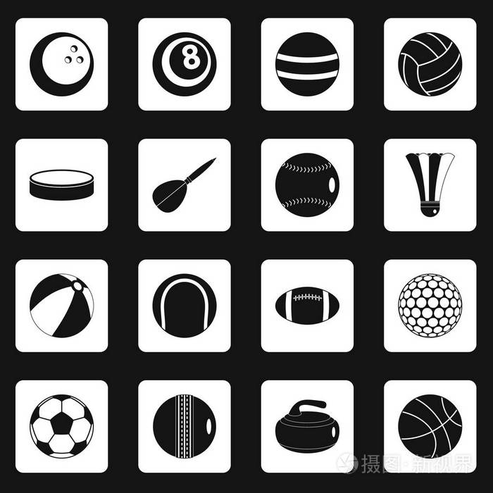 运动球图标设置正方形向量