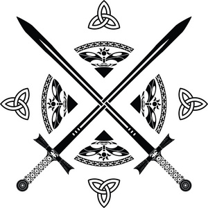 圆形的幻想剑线稿图片