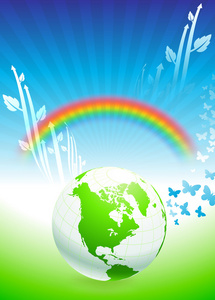 地球上彩虹环保背景