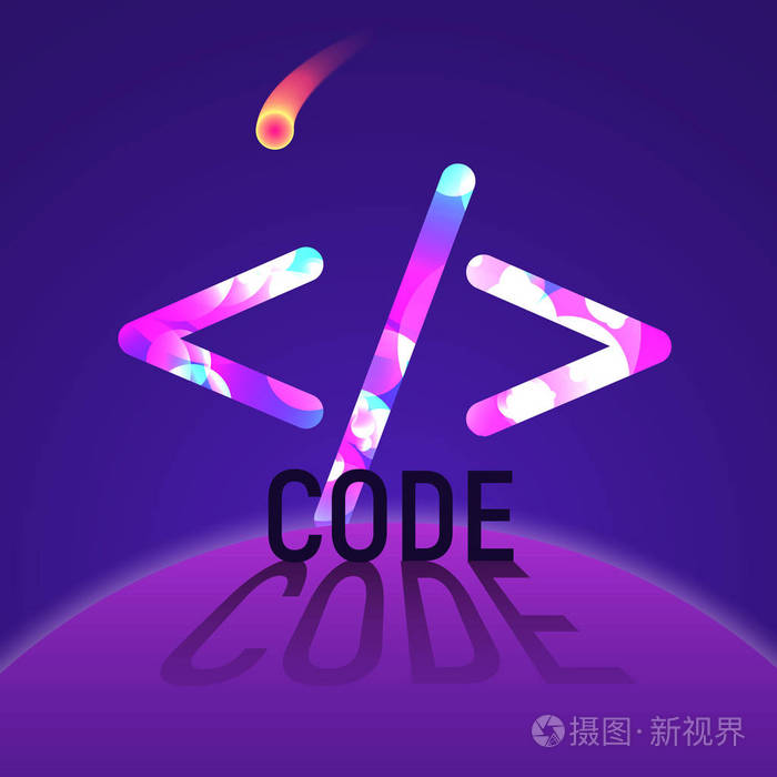 概念码符号在空间矢量图中.技术在宇宙黑暗的背景