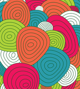 曲线波浪花纹纹理背景矢量图形插画炫彩的香蕉油画山水——五彩缤纷