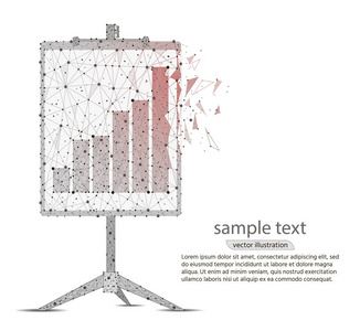 翻转图表. 商业概念矢量抽象多边形图像的糖化线和点。数字图形