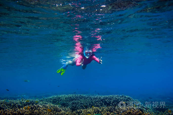 海底游泳女子图片