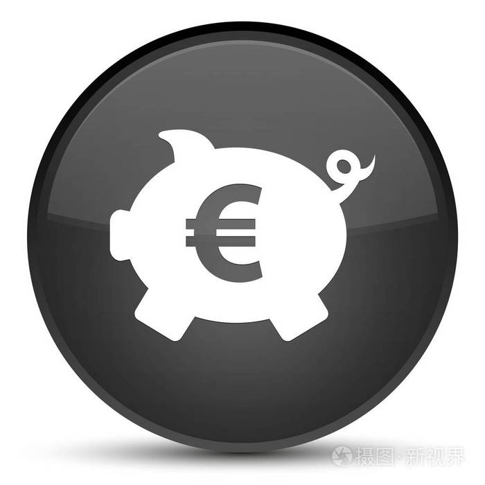 小猪银行欧元符号图标特殊黑色圆形按钮