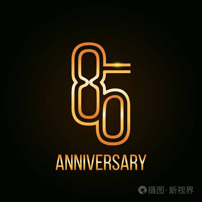 85年黄金周年设计使用多班轮号矢量插图黑色背景