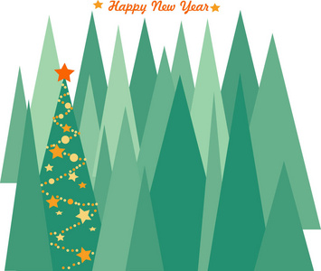 圣诞节和新年无缝模式与程式化冷杉树