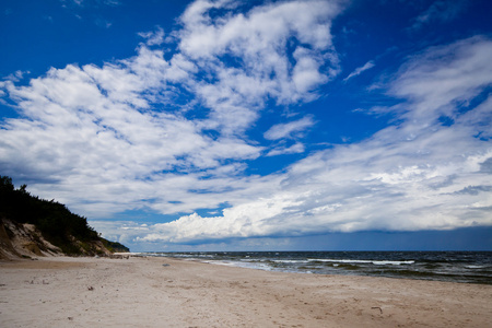 多云天空的波罗的海风景图片