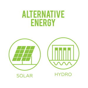 可再生能源矢量图。可再生能源概念我