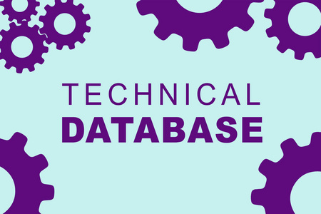 技术数据库标志概念例证以紫色齿轮轮子图在淡蓝色背景