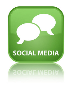 社交媒体 聊天气泡图标 特殊的软绿色方形按钮
