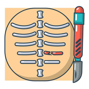 肋骨骨折肋骨图标 x 射线, 卡通风格照片
