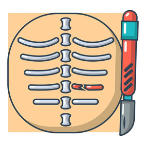 肋骨图标 x 射线, 卡通风格