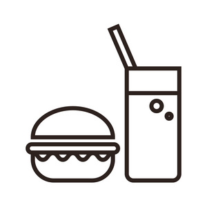 快餐食品。汉堡包和饮料图标