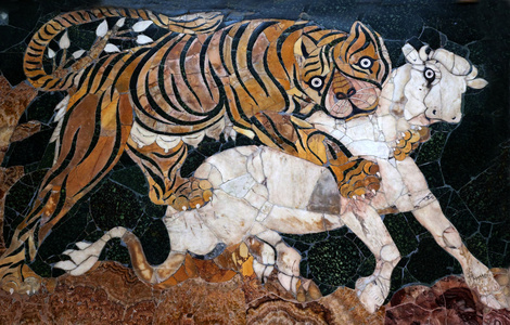 古罗马马赛克老虎狩猎卡波林博物馆意大利罗马