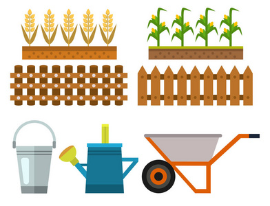 农业和园艺用矢量农场收获设备健康天然水果和手工具