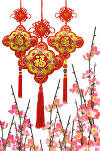 中国新年传统装饰品和梅花