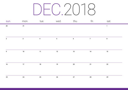 2018年12月计划者日历向量例证