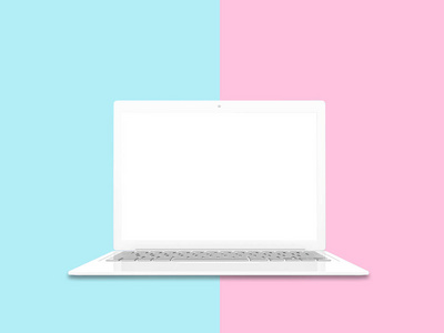 笔记本电脑白颜色与空白屏幕隔离模拟和 clippi