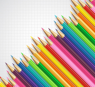 彩色铅笔在纸上, 复制空间为您的文本