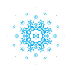 冬季设计用雪花制作的矢量组合。圣诞节装饰。在白色背景上隔离