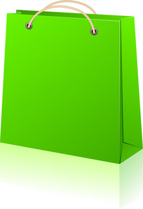 绿色购物袋。
