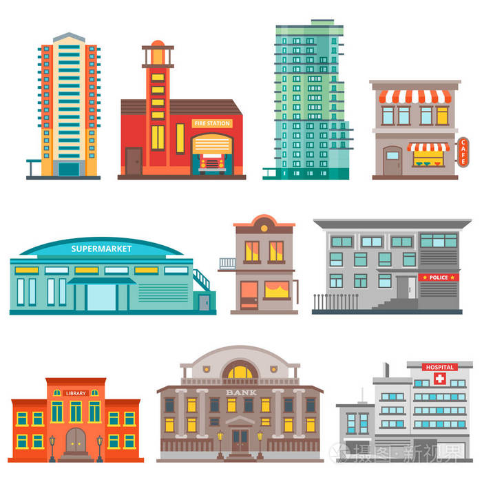 城市建筑物图标集