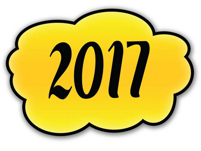 2017手写在黄色云彩以白色背景