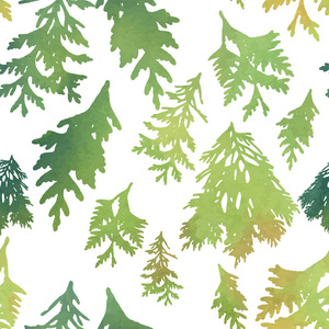 绿侧柏叶图案背景的矢量图解设计松树树侧柏叶, 黄色