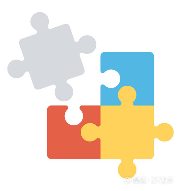 一个破碎的拼图碎片的平面图标