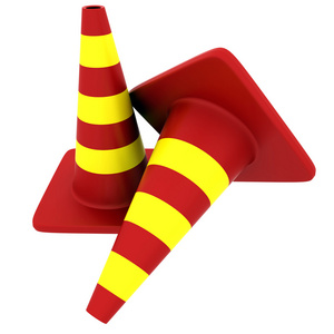 锥形交通路标，交通锥标 traffic cone的名词复数 